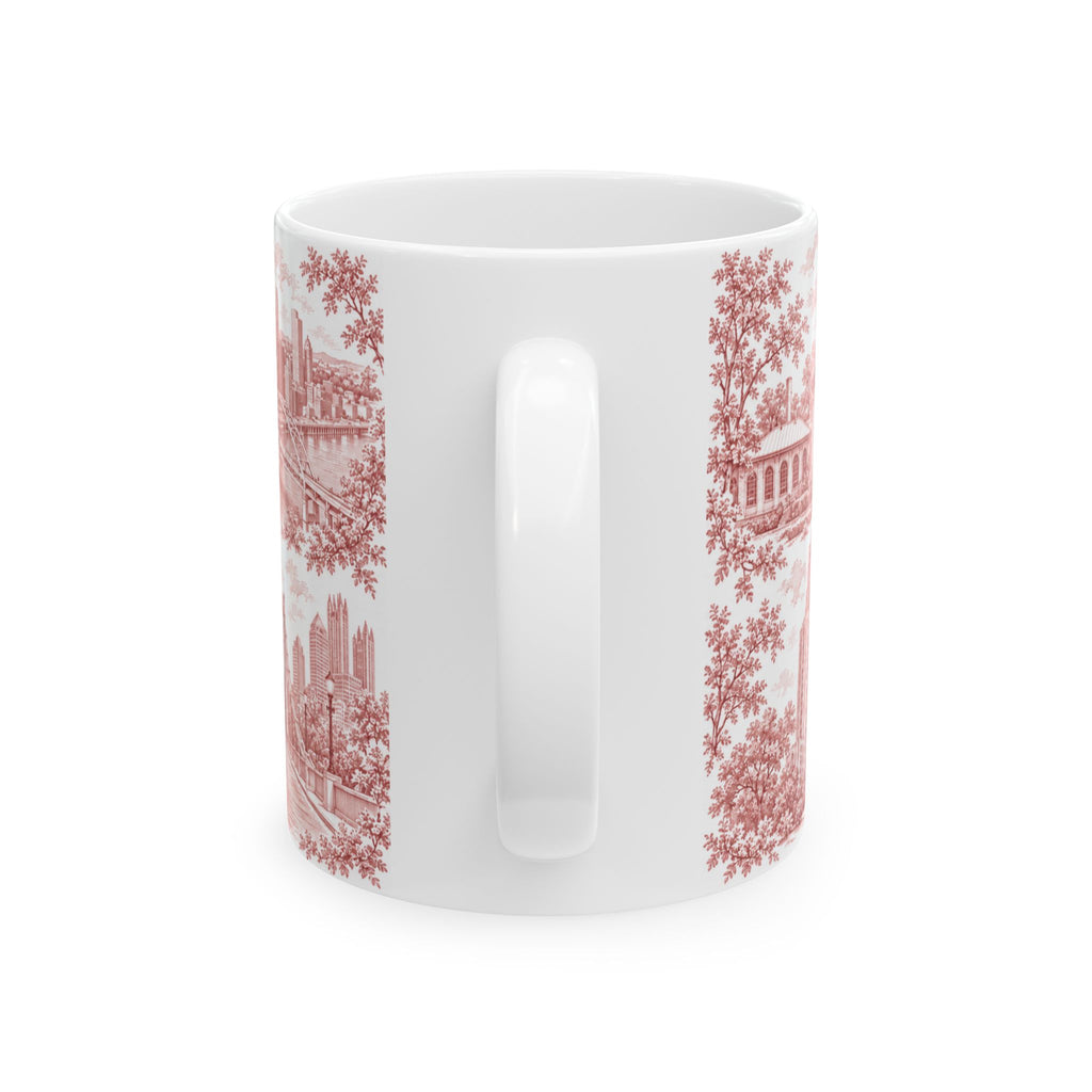Pittsburgh Red Toile de Jouy Ceramic Mug — Pennsylavania Chinoiserie 11oz
