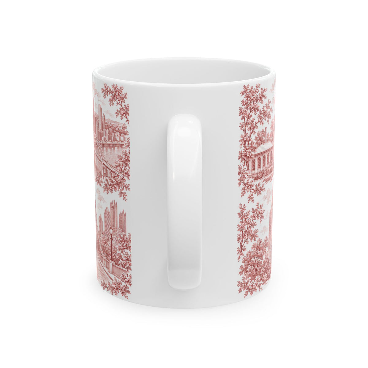 Pittsburgh Red Toile de Jouy Ceramic Mug — Pennsylavania Chinoiserie 11oz
