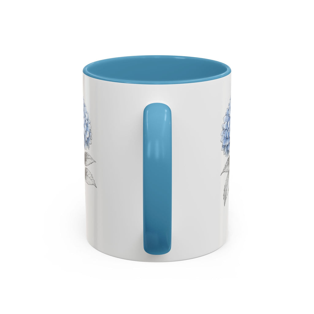 Hamptons Hydrangea Accent Coffee Mug – Blue Floral 11 oz
