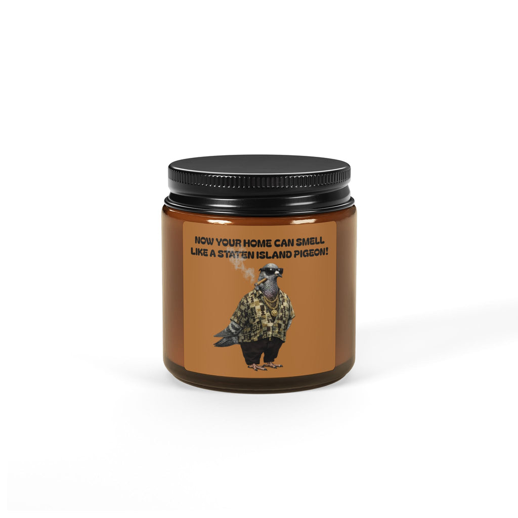 Customizable Staten Island NYC Pigeon Scented Candle | The New Yorker Amber Jar Soy Candle NYC Gag Gift