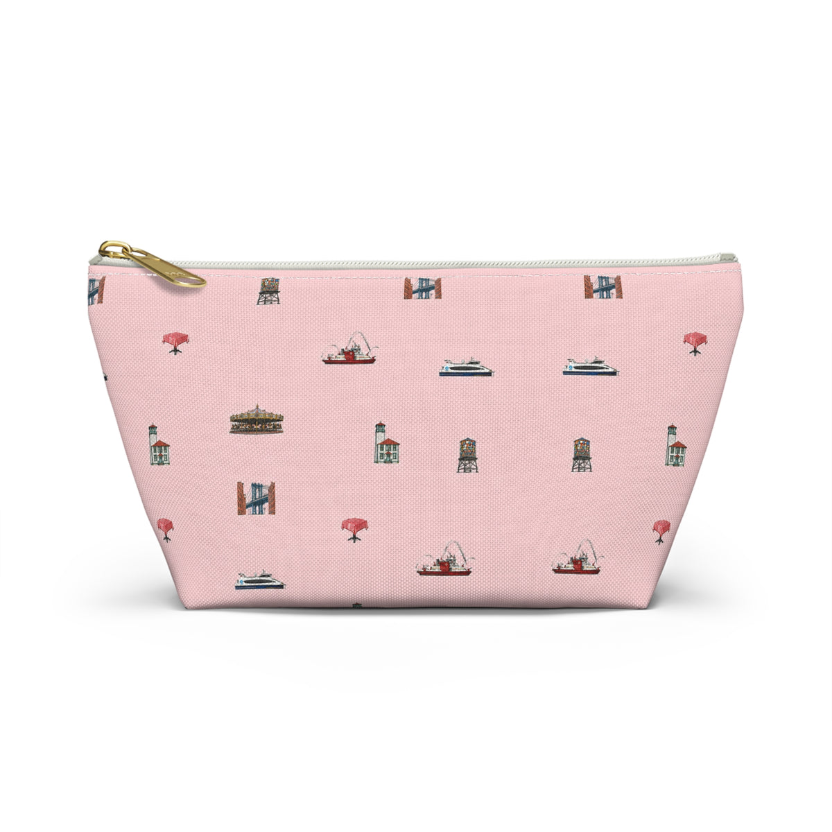 Icons of DUMBO Pink Accessory Pouch — T-Bottom Makeup Bag