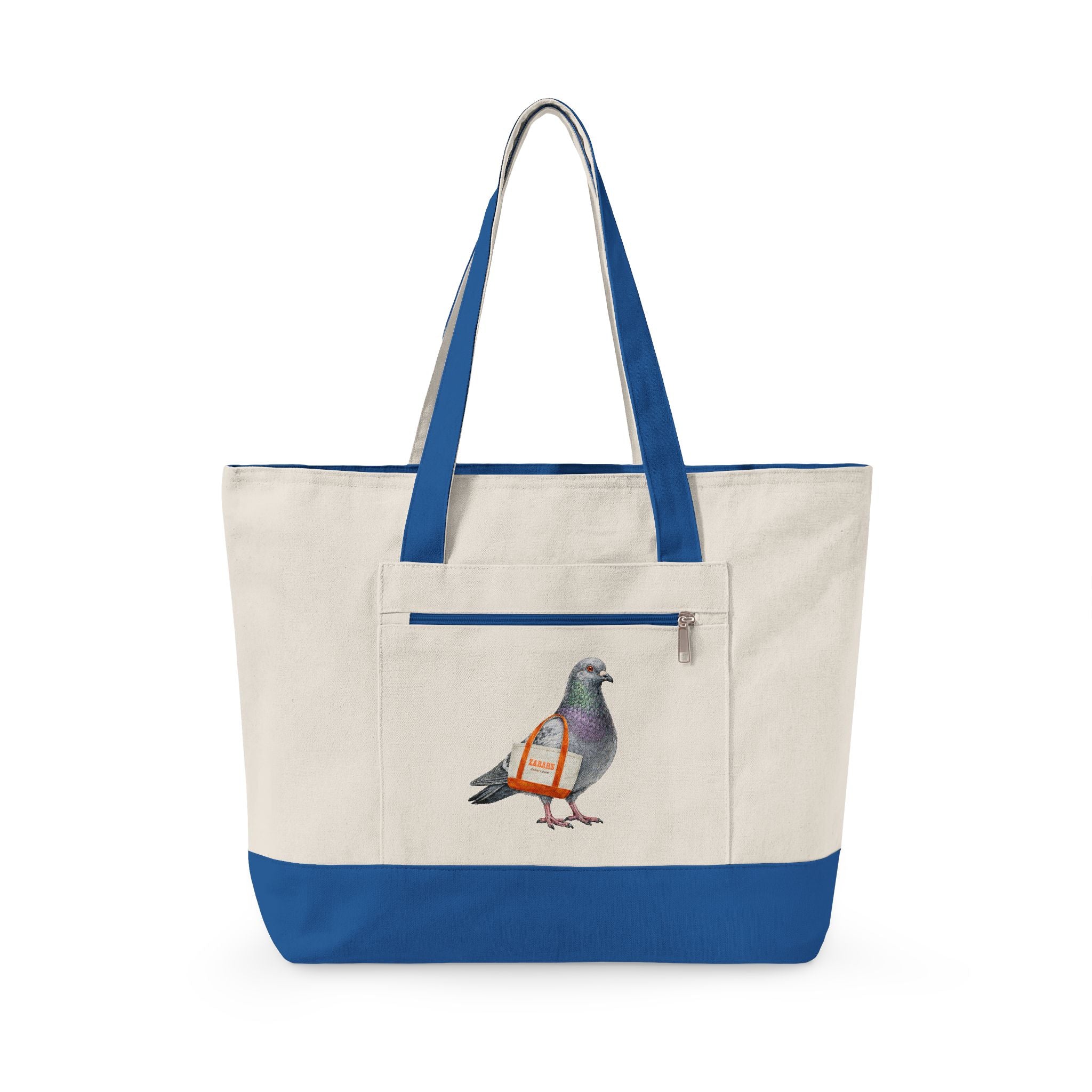 Upper West Side NYC Pigeon Zippered Canvas Grocery Tote    The New Yorker UWS Bird Lovers Grocery Bag