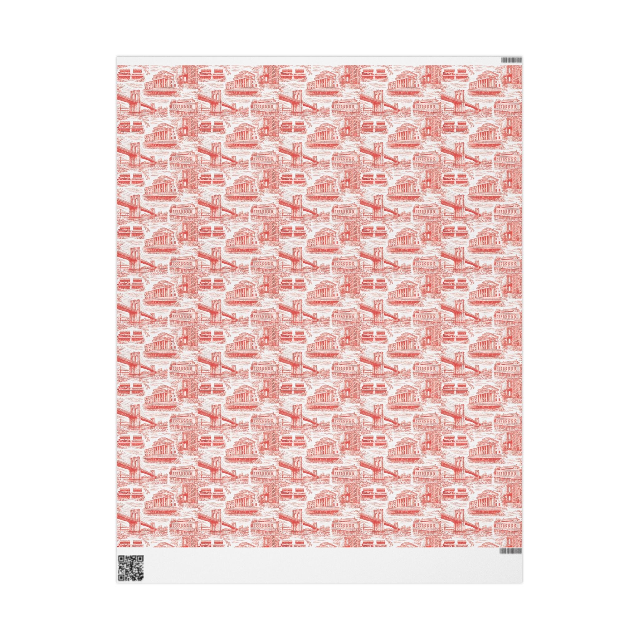 Brooklyn NYC Red Toile Gift Wrapping Papers   Chinoiserie New York City Gift Wrap Brooklyn Bridge Prospect Park Junior's DUMBO Museum