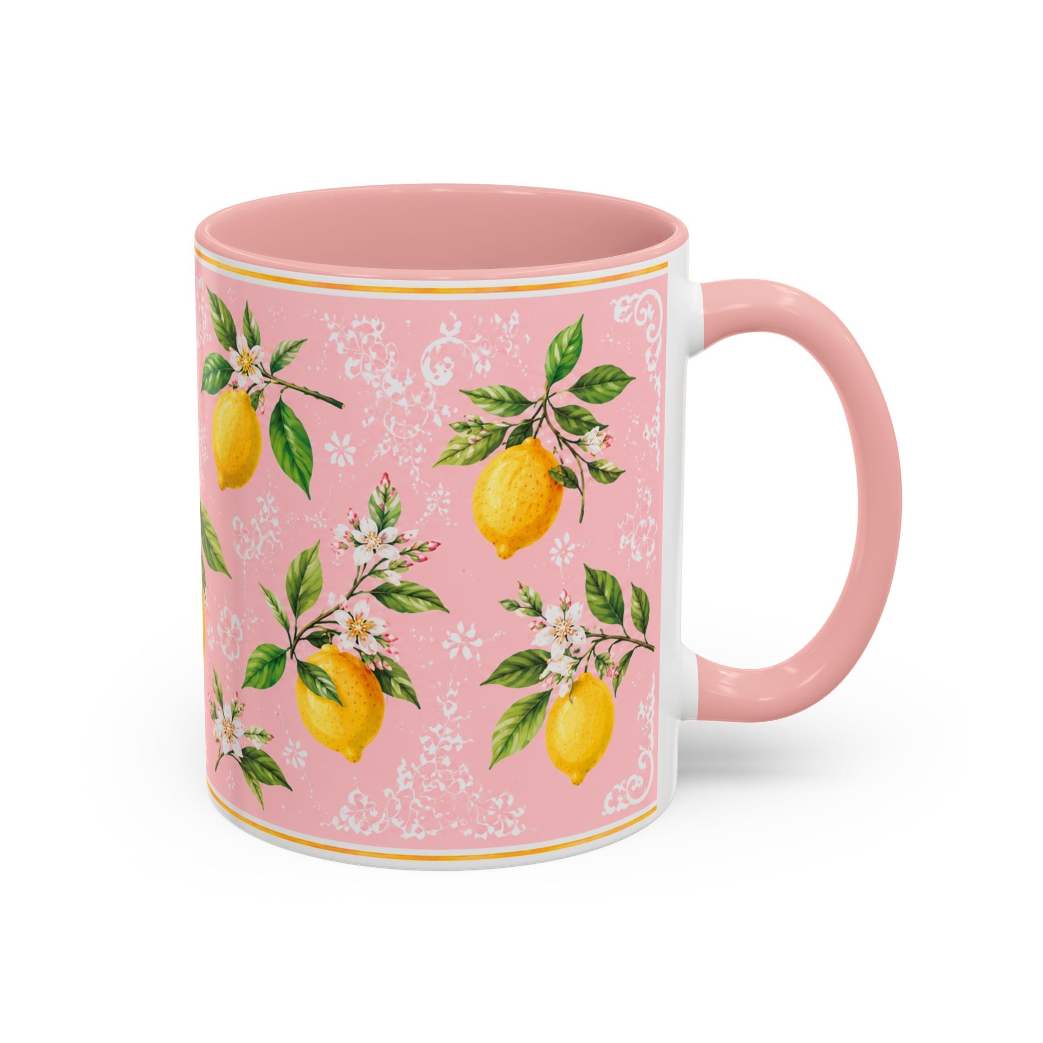 Little Italy Amalfi Pink Lemon 2 Accent Mug — La Dolce Vita Ceramic Kitchen Mug (11oz)