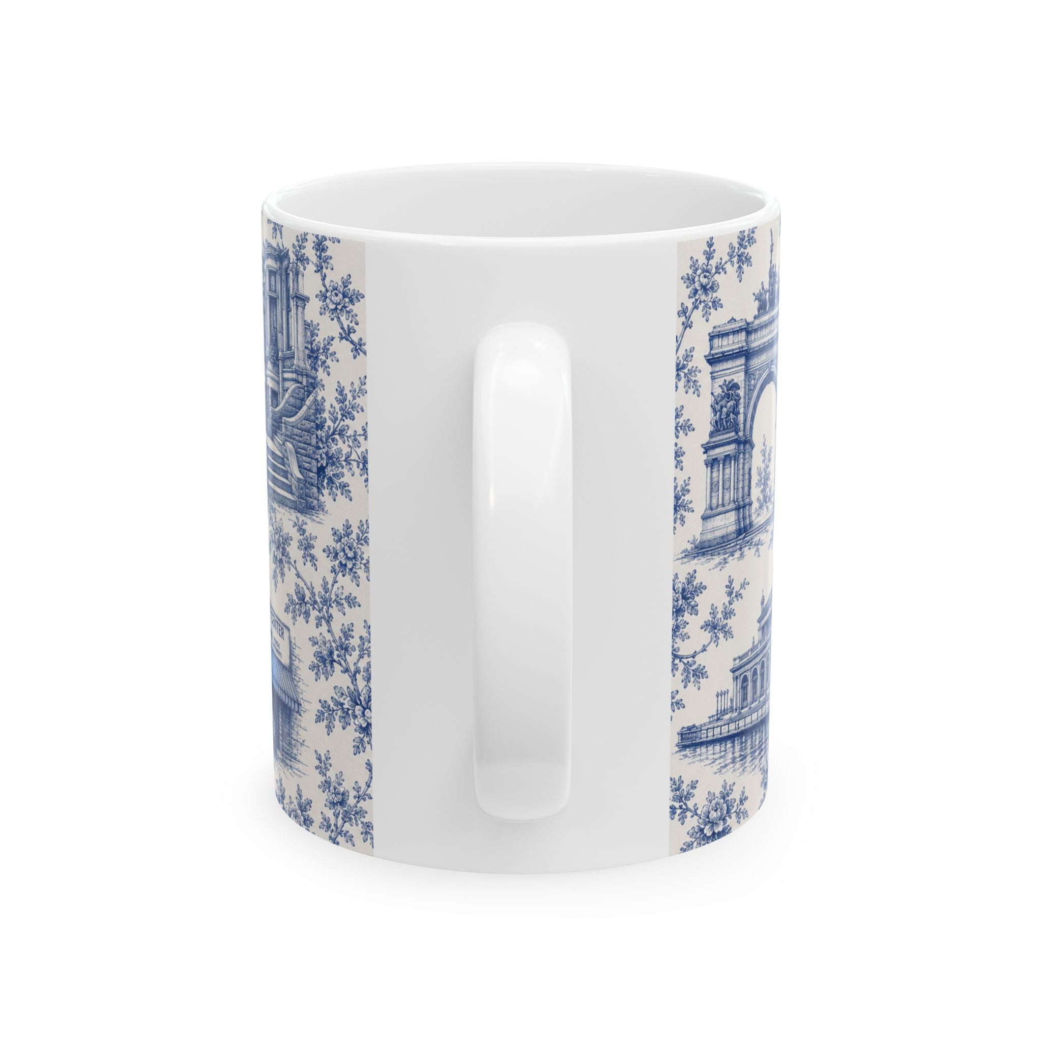 Park Slope Blue Toile de Jouy Mug | NYC Chinoiserie Ceramic Coffee Cup