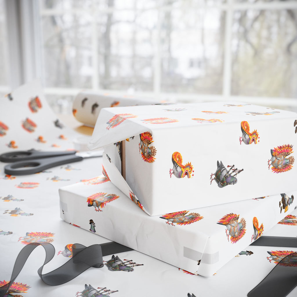 Parade Day NYC Pigeon Pattern Gift Wrap Paper | New York Party Parade Bird Lover Wrapping Paper Roll