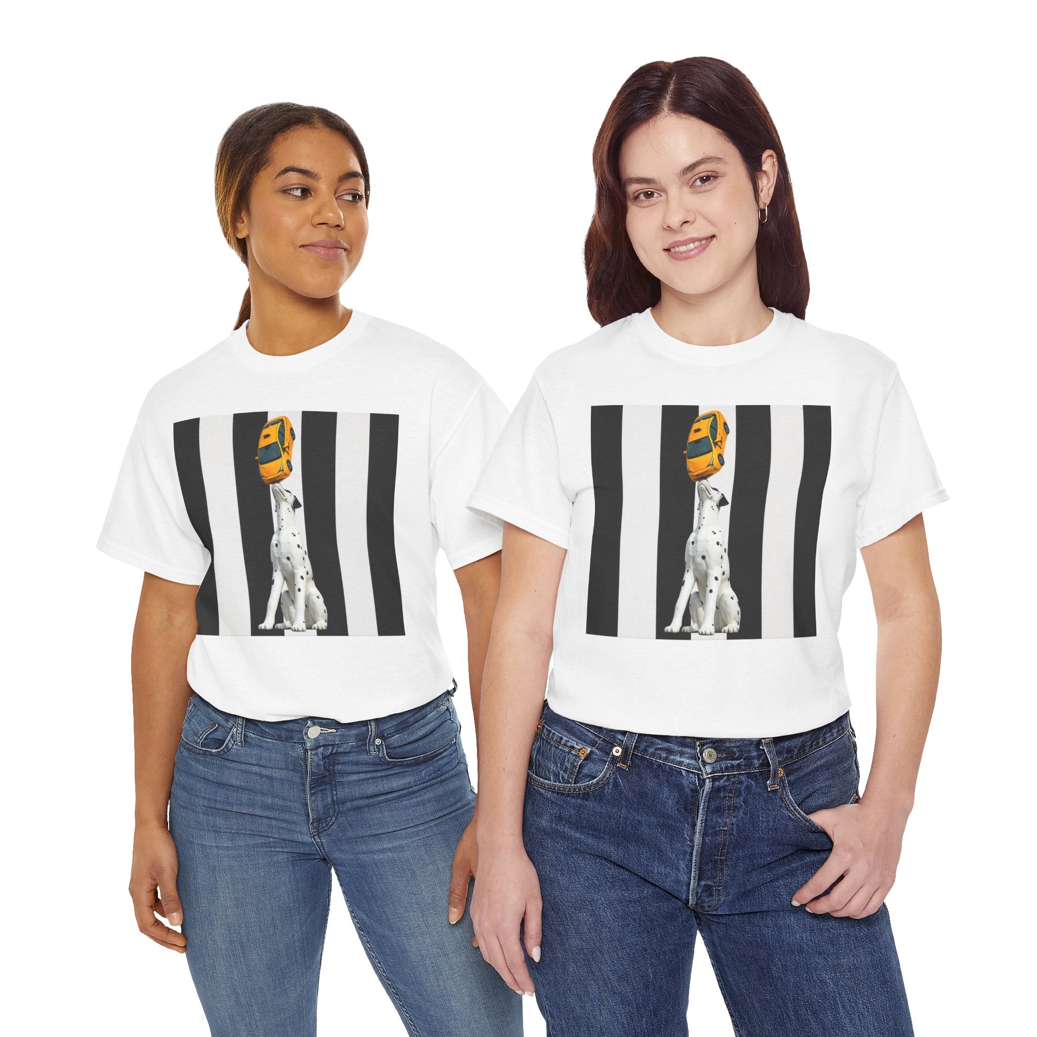 East 34th Street Dalmatian Tee — Retro Striped Dog Graphic T-Shirt