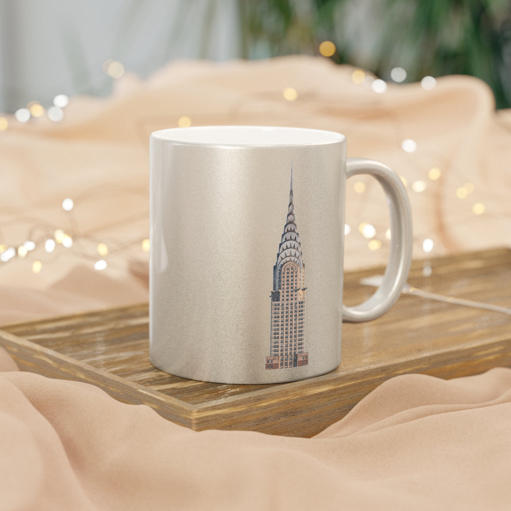 Chrysler Building NYC Metallic Mug | Silver Manhattan Skyscraper Coffee Cup