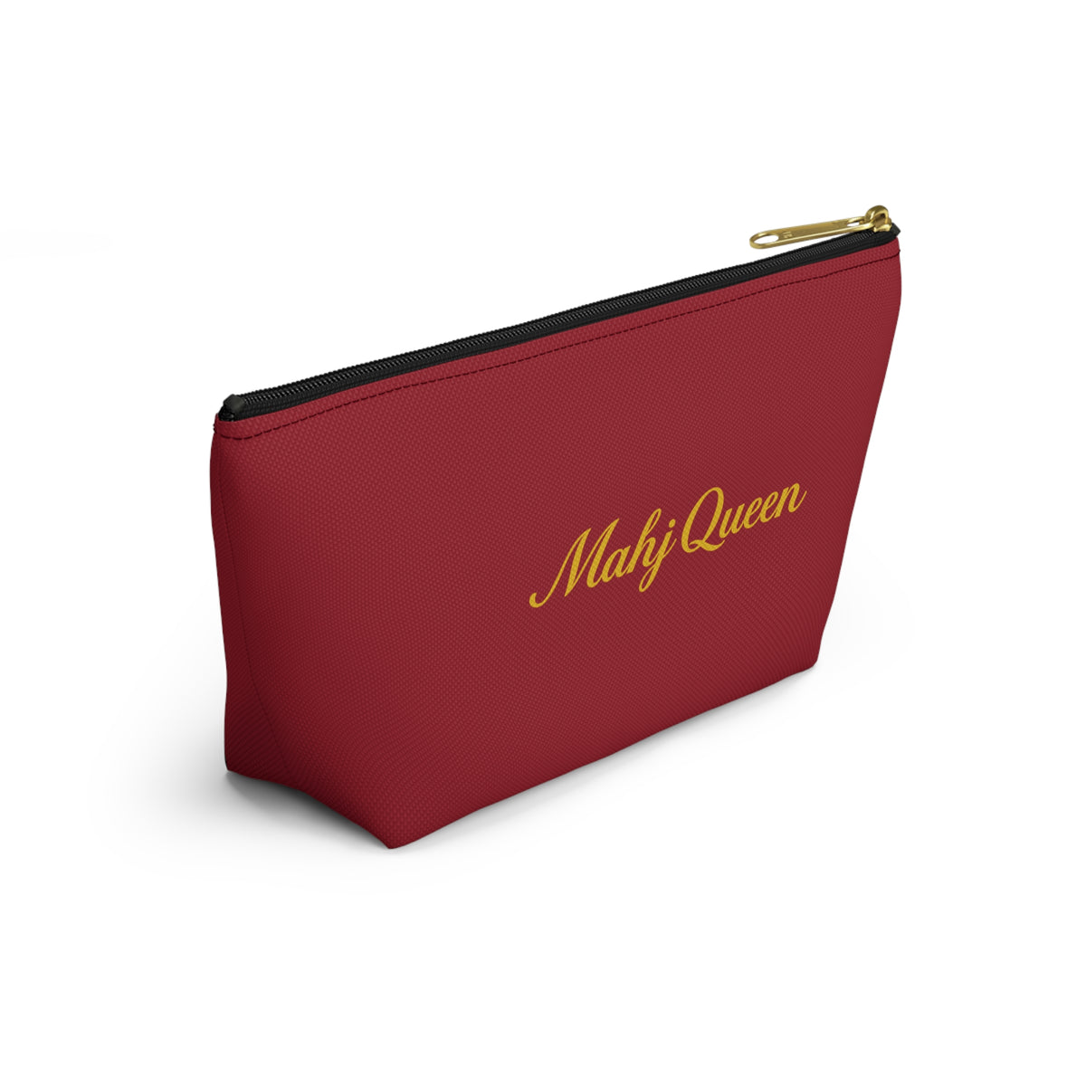 Maroon Mahj Queen Tile Bag  — Red T‑Bottom Makeup & Accessory Pouch