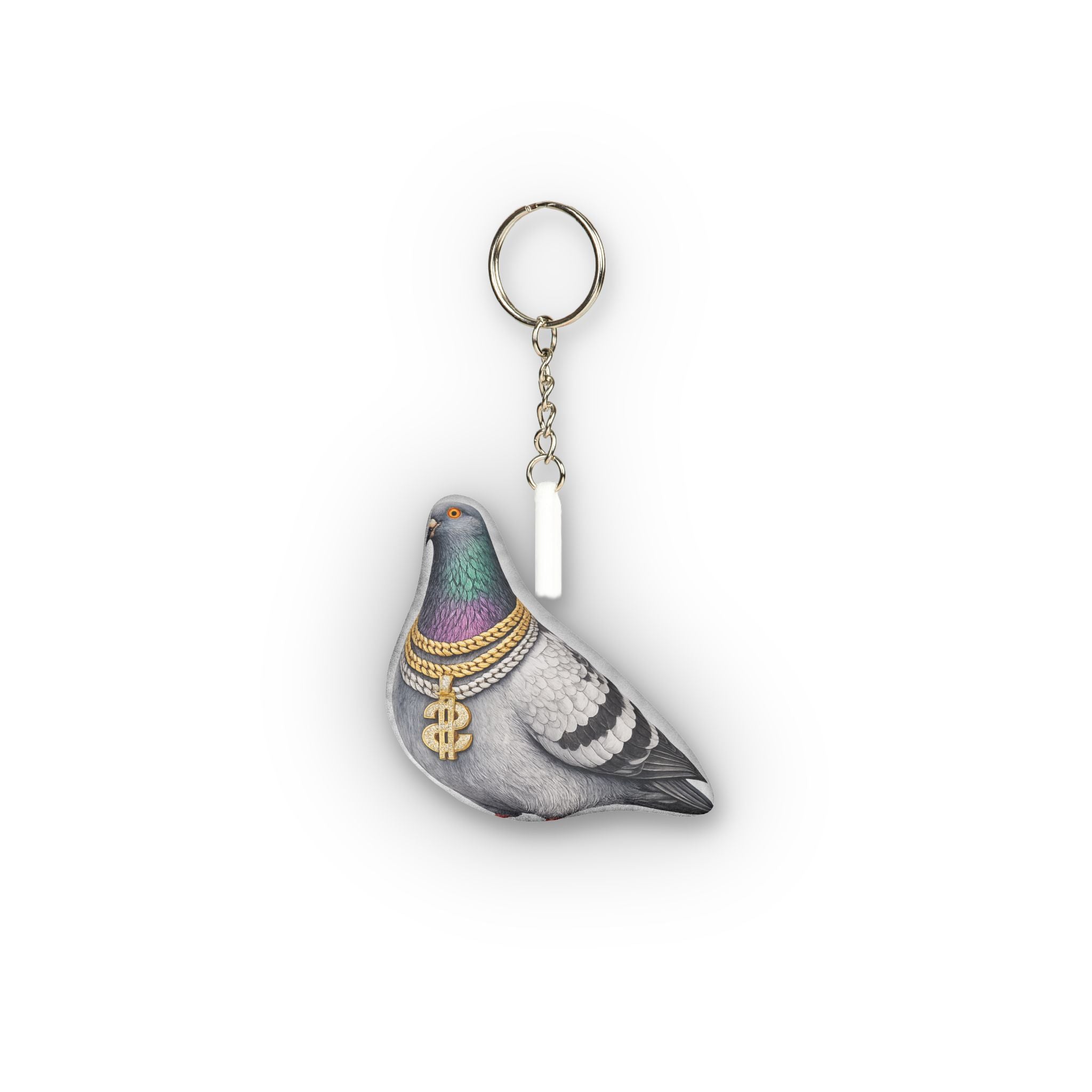 Diamond District NYC Pigeon Mini Plush Keychain | Bling Jeweler Bird Lovers Plushie Bag Charm