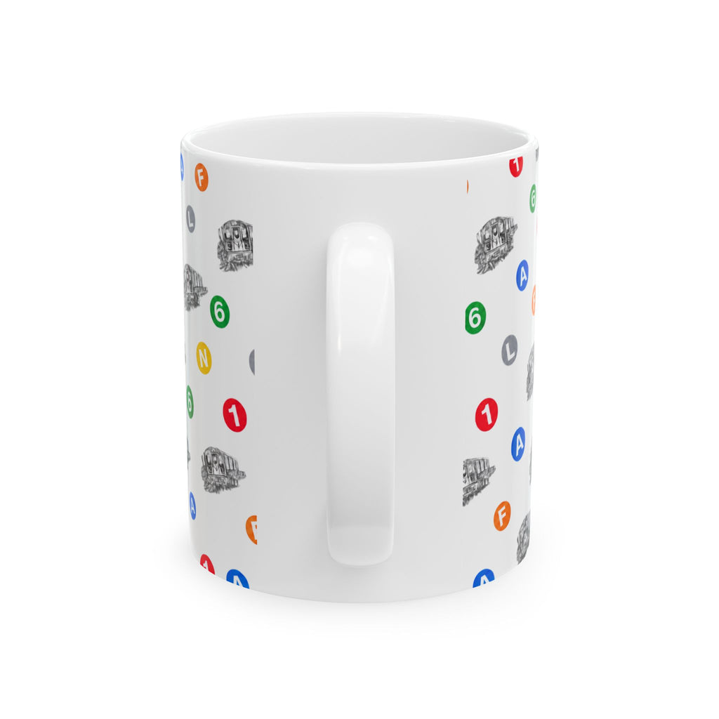 New York Subway Train Transit Icons Mug | NYC Metro Subway Pattern 11oz Coffee Tea Cup