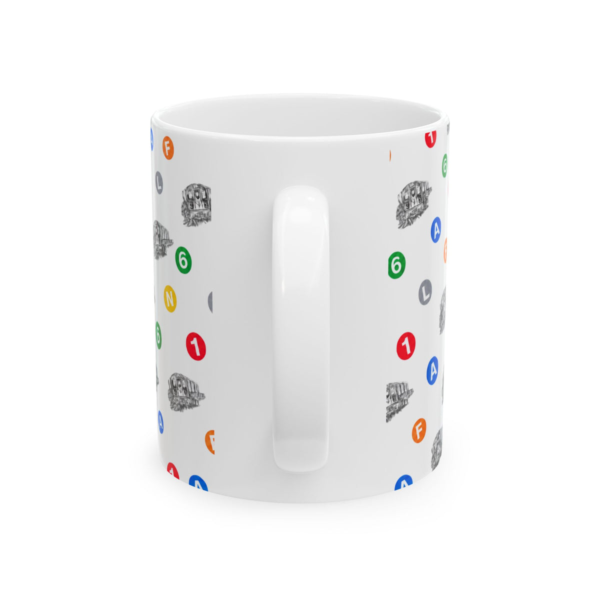 New York Subway Train Transit Icons Mug | NYC Metro Subway Pattern 11oz Coffee Tea Cup