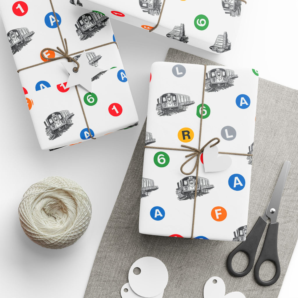Subway Train & Transit Icons Gift Wrap Papers | NYC Metro Subway Pattern Wrapping Paper