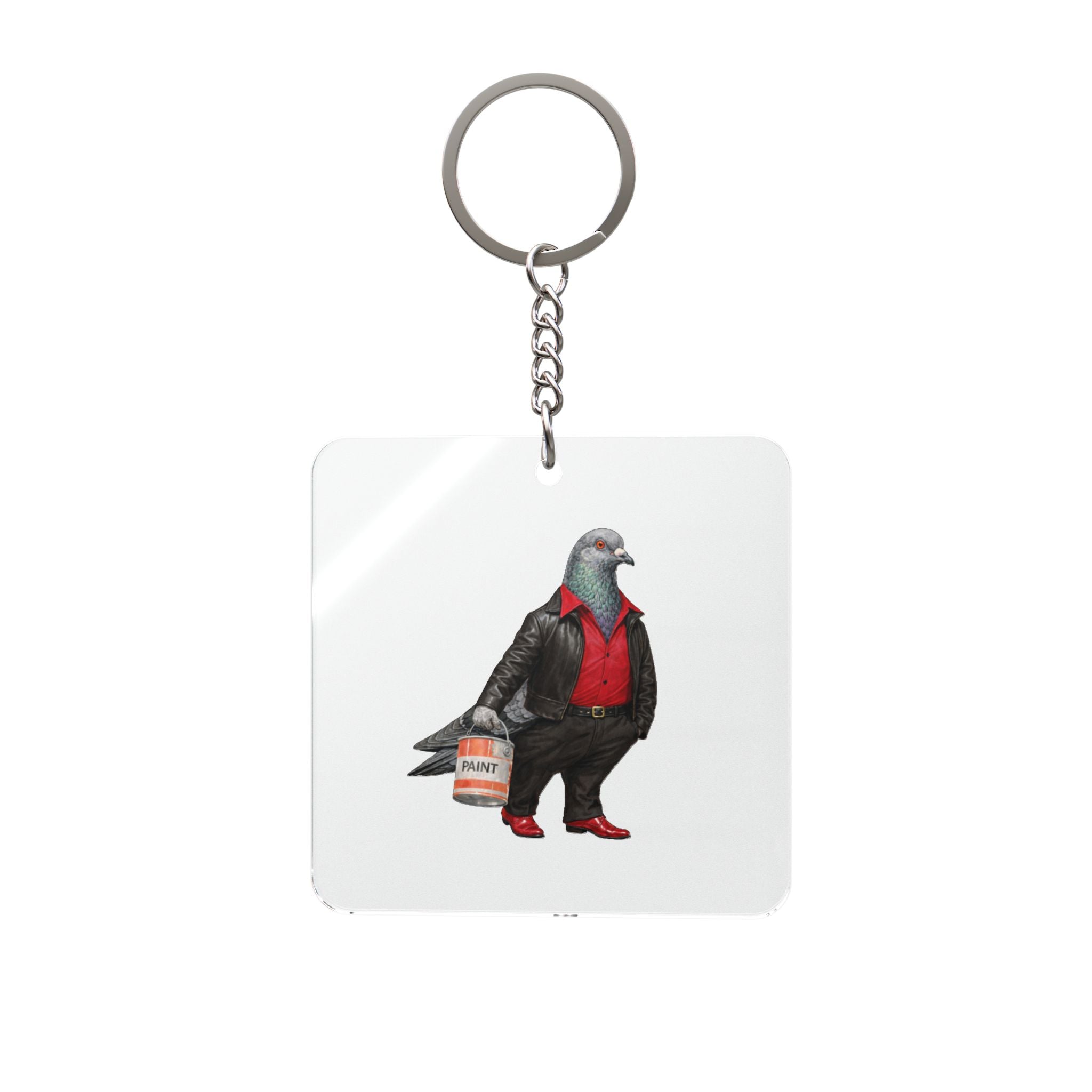Customizable Bay Ridge NYC Pigeon Square Keychain | Brooklyn Saturday Night Fever Bird Lovers Keyring Gift