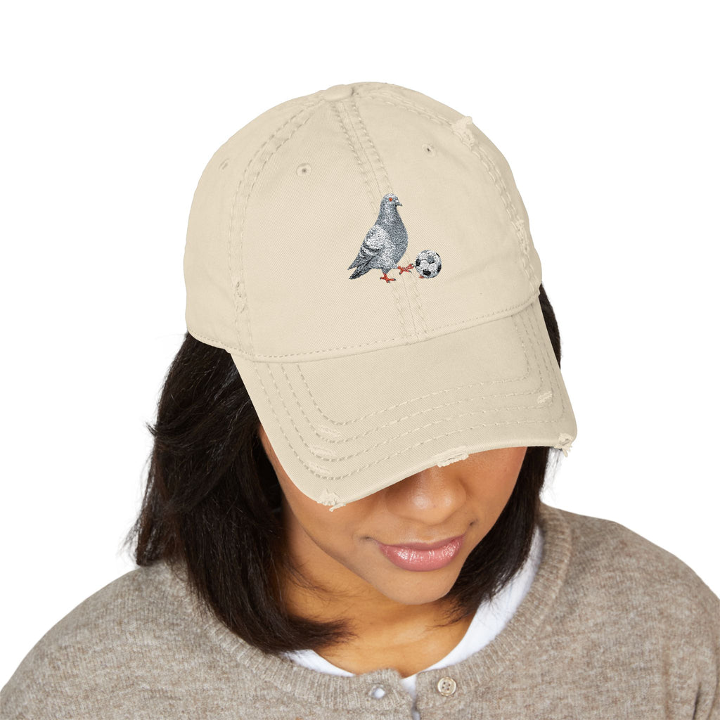 Corona NYC Pigeon Dad Hat – Distressed Embroidered New York Soccer Ball Cap