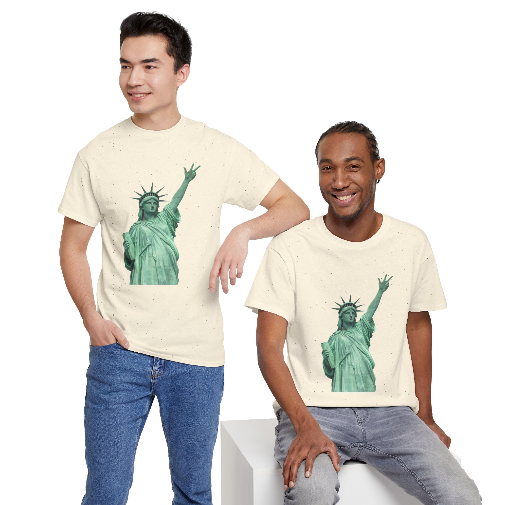 Customizable Statue of Liberty Three Points T-Shirt | NYC Jalen Brunson Basketball 3 Point Shot Tee