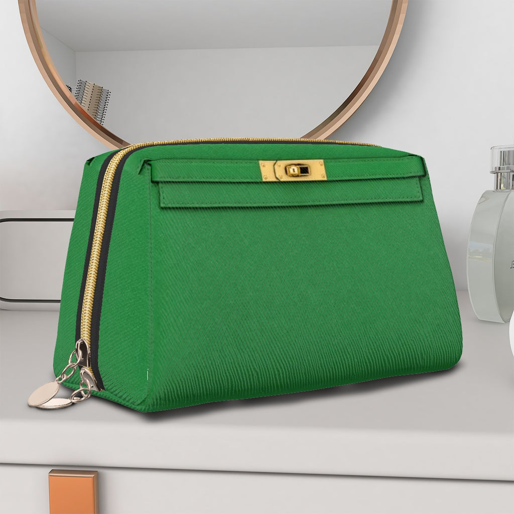 Canal Street Green PVC Leather Makeup Bag