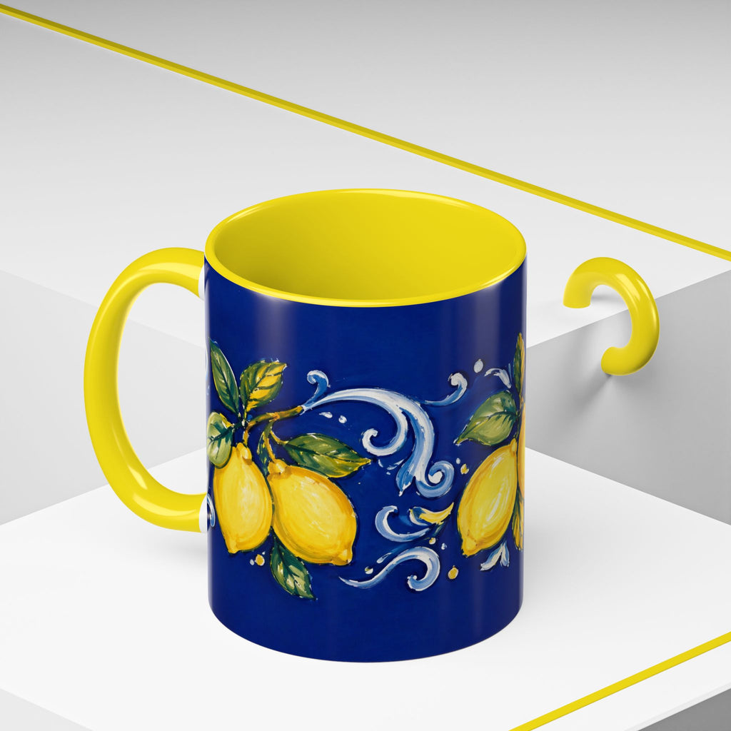 Little Italy Amalfi Blue with Lemon Mug — Blue Ceramic Kitchen Mug (11oz)