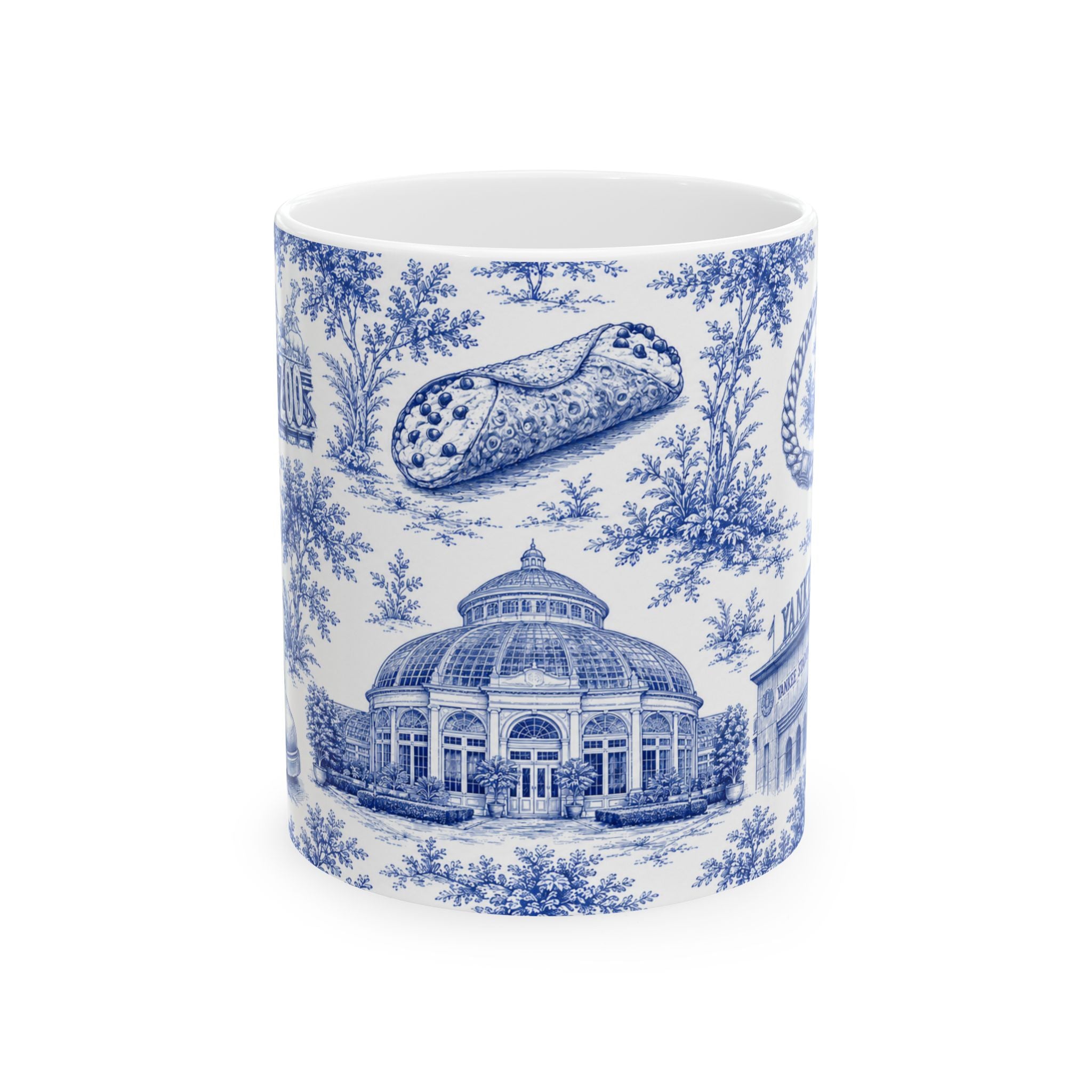 Bronx Blue Toile de Jouy Mug | NYC Chinoiserie Ceramic Coffee Cup
