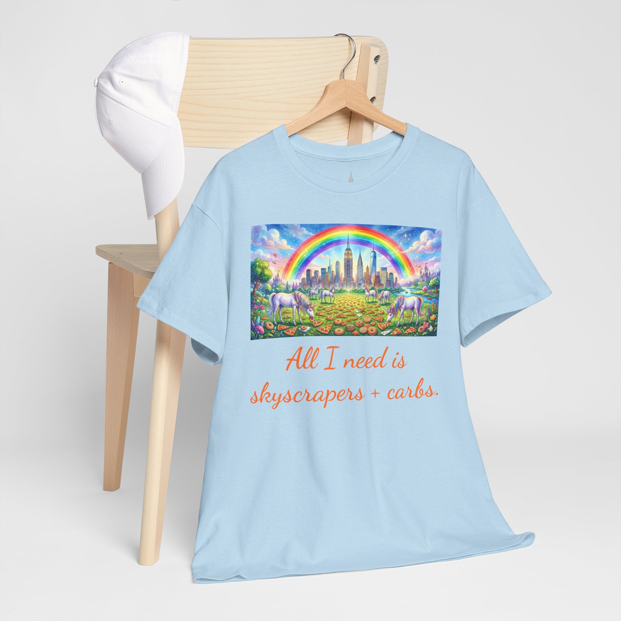 NYC Skyscrapers and Carbs T-Shirt | New York Is a Fairy Tale City Tee