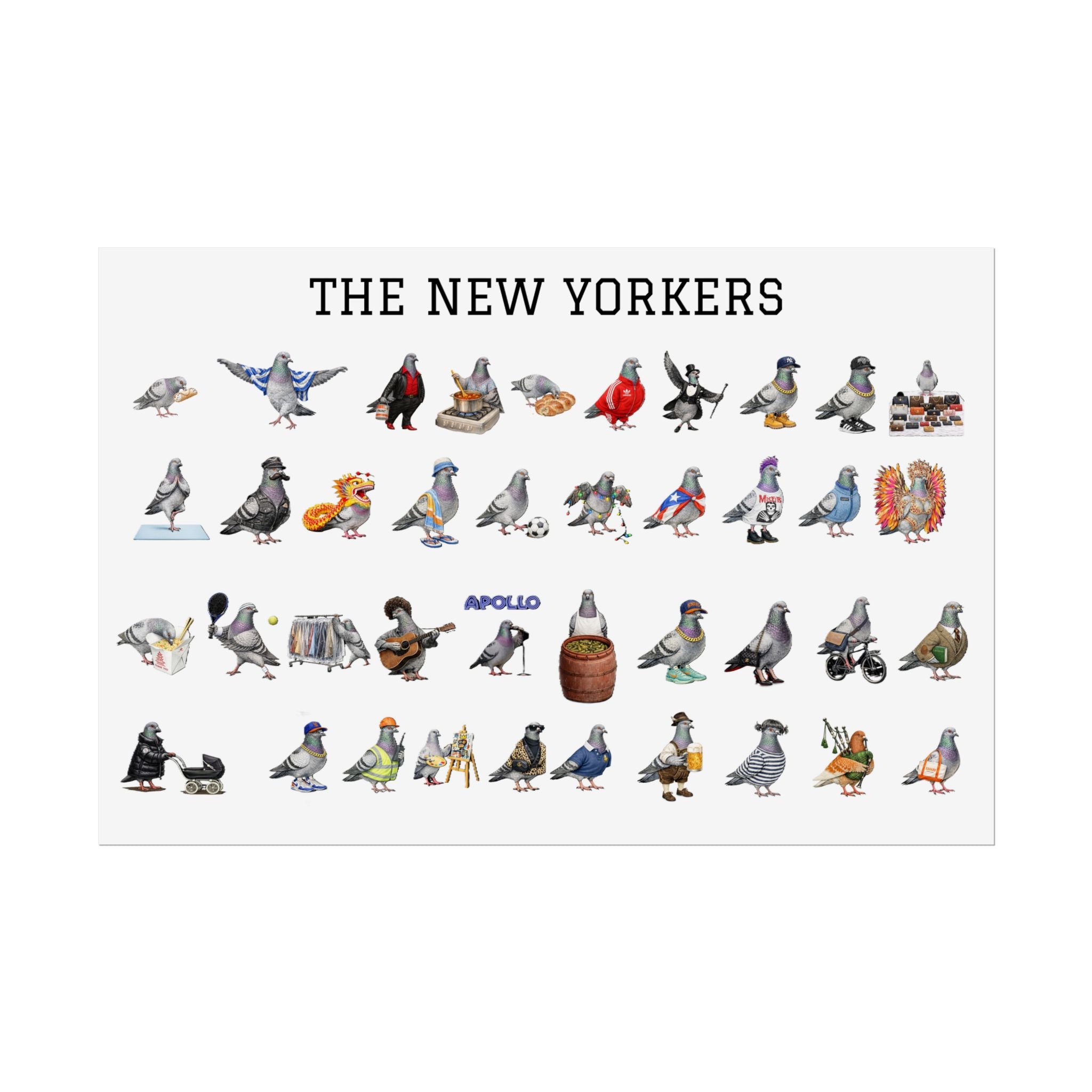 The New Yorkers Neighborhood Pigeons Rolled Poster | NYC Pigeon Gift for Bird Lovers
