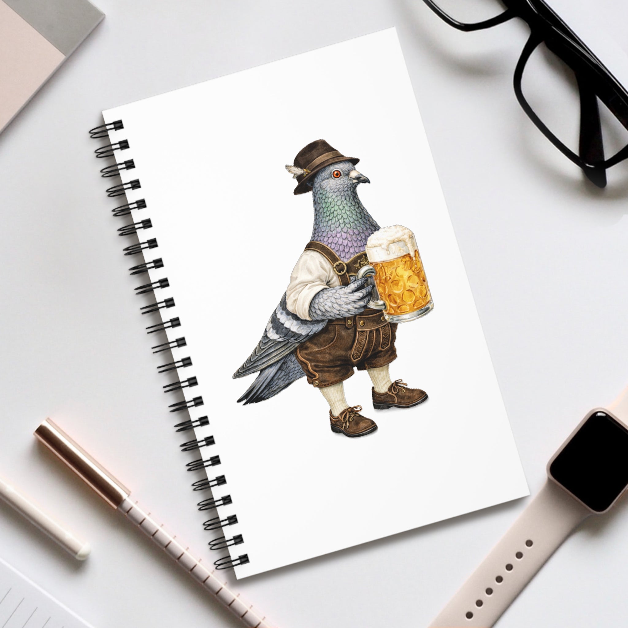 Cuaderno Espiral Yorkville NYC Paloma Personalizable | Libreta para Amantes de las Aves y Cervecerías