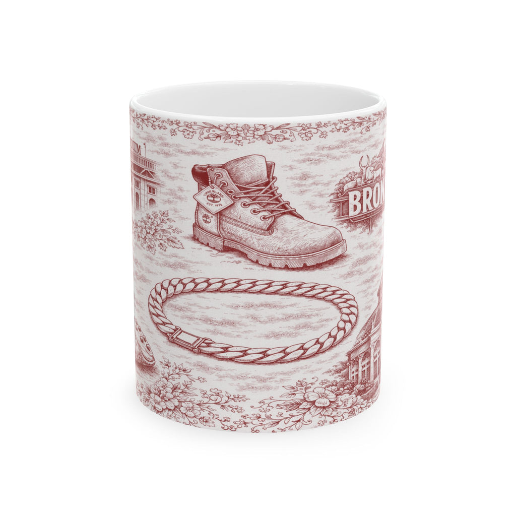 Bronx Red Toile de Jouy Mug | NYC Chinoiserie Ceramic Coffee Cup