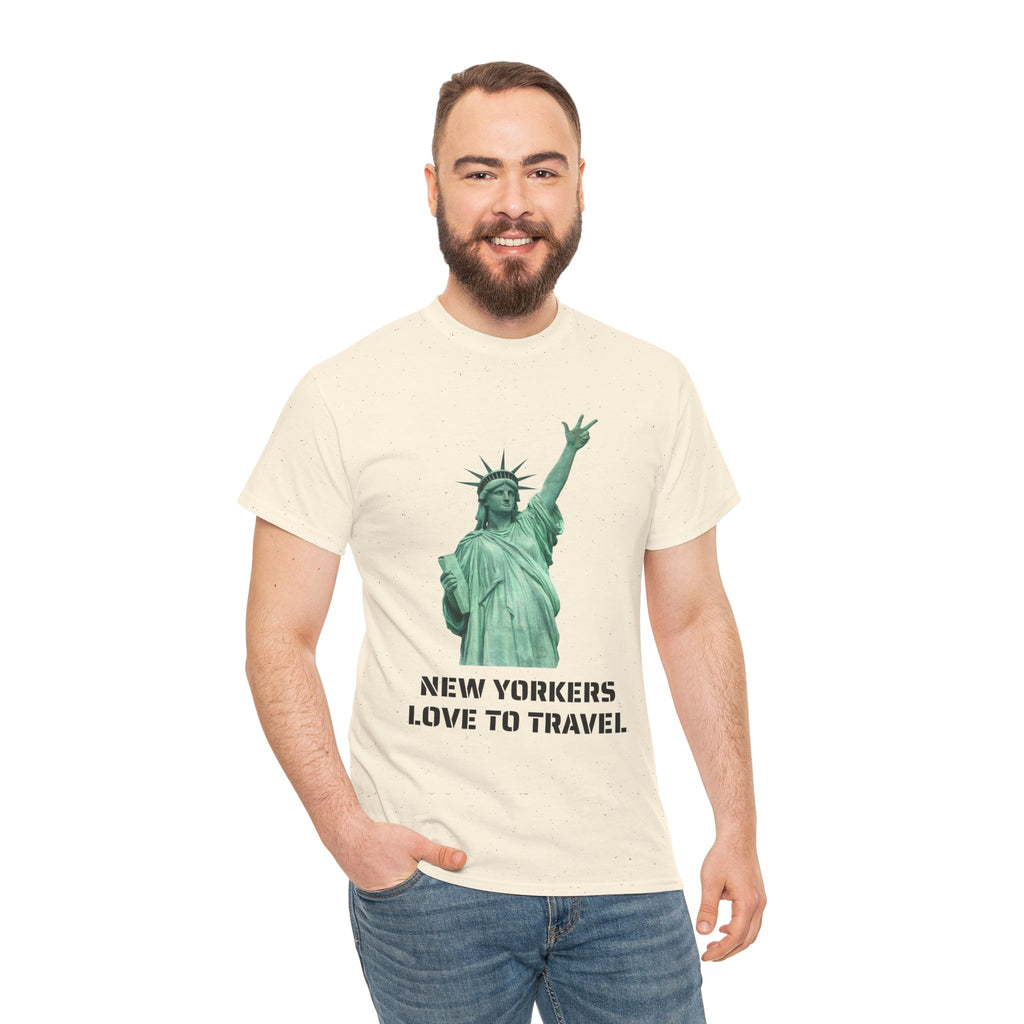 New Yorkers Love To Travel Statue of Liberty Three Points T-Shirt | NYC Jalen Brunson Basketball 3 Point Shot Tee