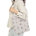 Icons of the Hamptons Heather Gray Canvas Tote — Lighthouse, Windmill, Lobster, Sailboat Icons