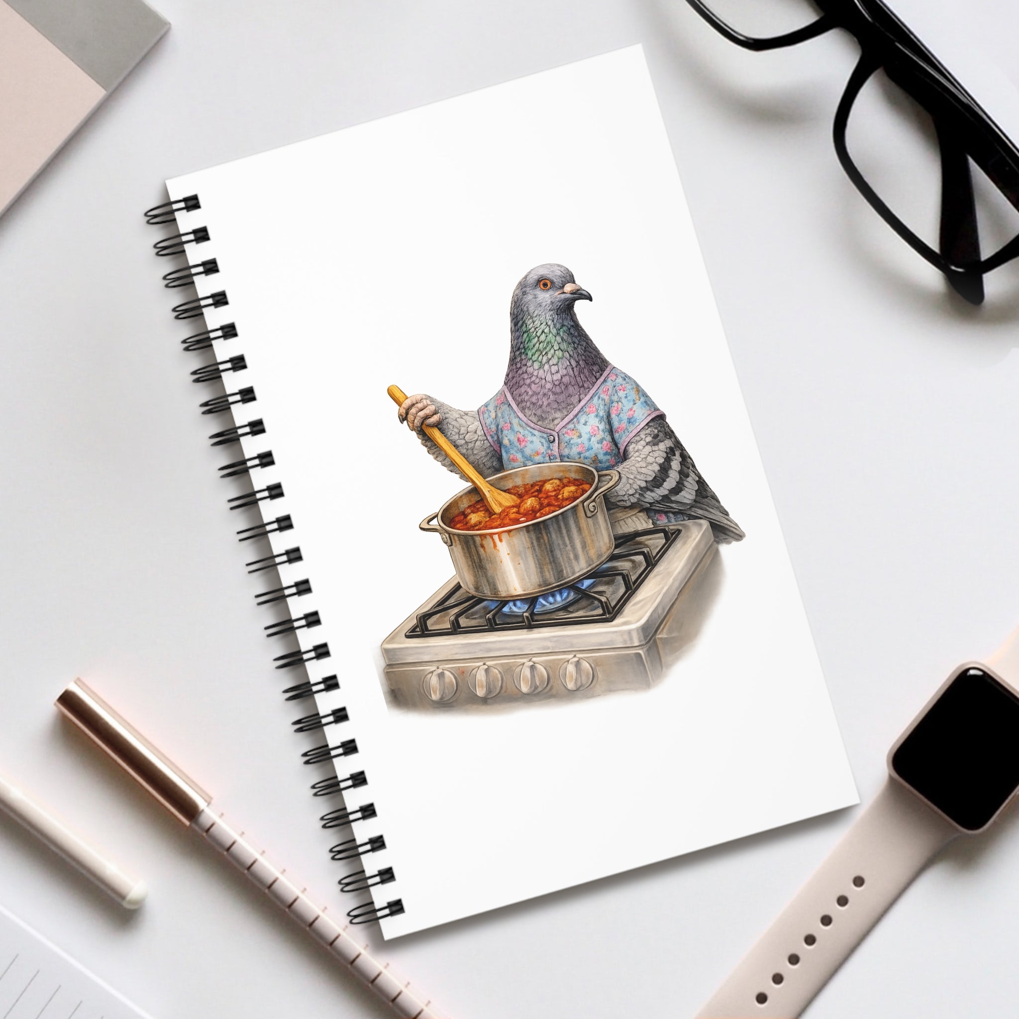 Customizable Bensonhurst NYC Pigeon Spiral Journal | Brooklyn Nonna Sunday Sauce Bird Lovers Notebook