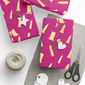 NYC Architecture Gold on Pink Pattern Gift Wrap Paper | Iconic New York Buildings Empire State Chrysler Flatiron Wrapping Paper