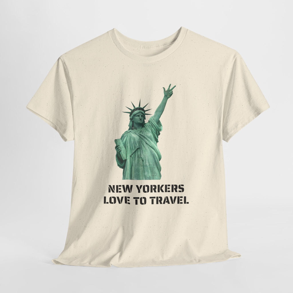 New Yorkers Love To Travel Statue of Liberty Three Points T-Shirt | NYC Jalen Brunson Basketball 3 Point Shot Tee