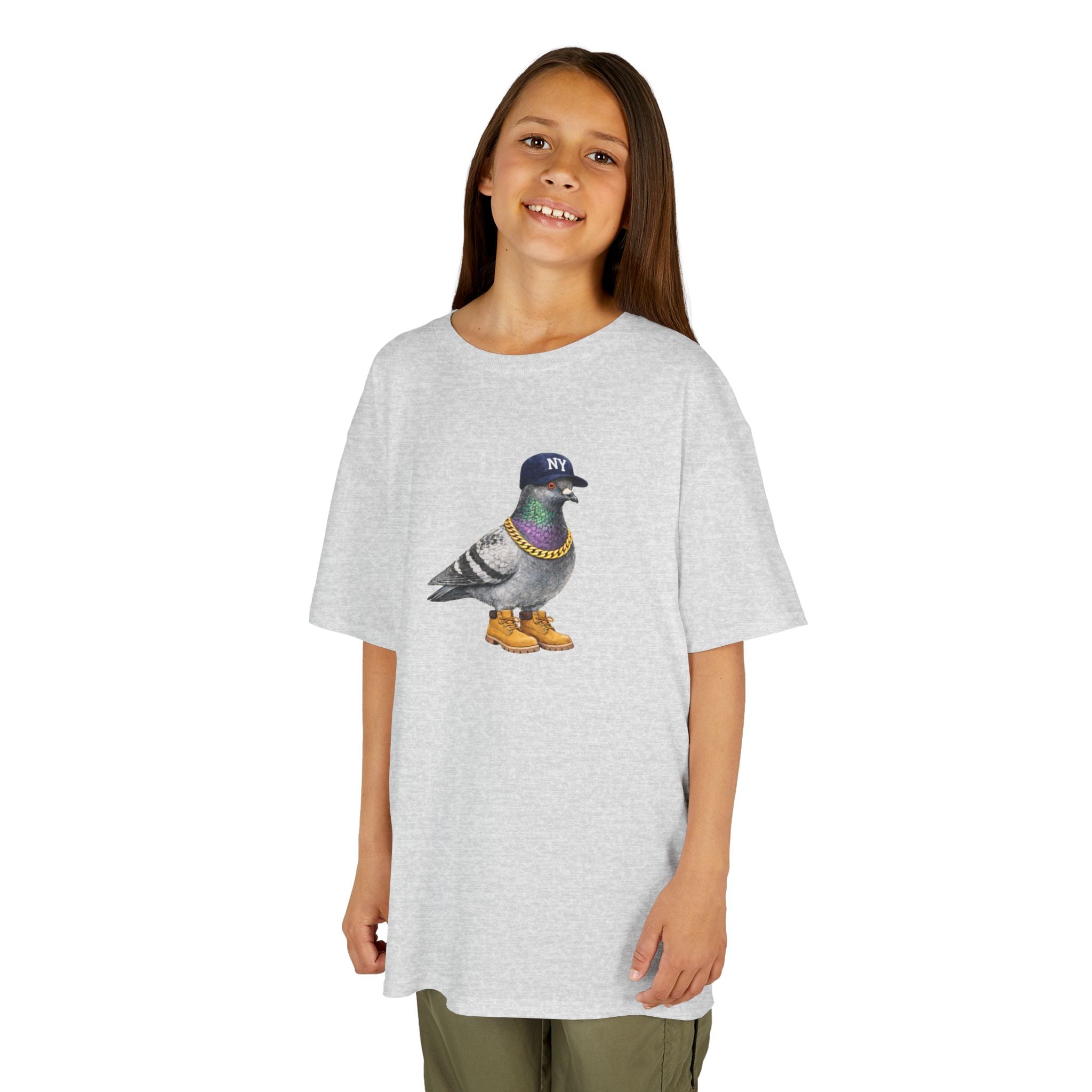 Camiseta infantil personalizable con paloma del Bronx de Nueva York — Camiseta con simpático pájaro aficionado al béisbol para niños
