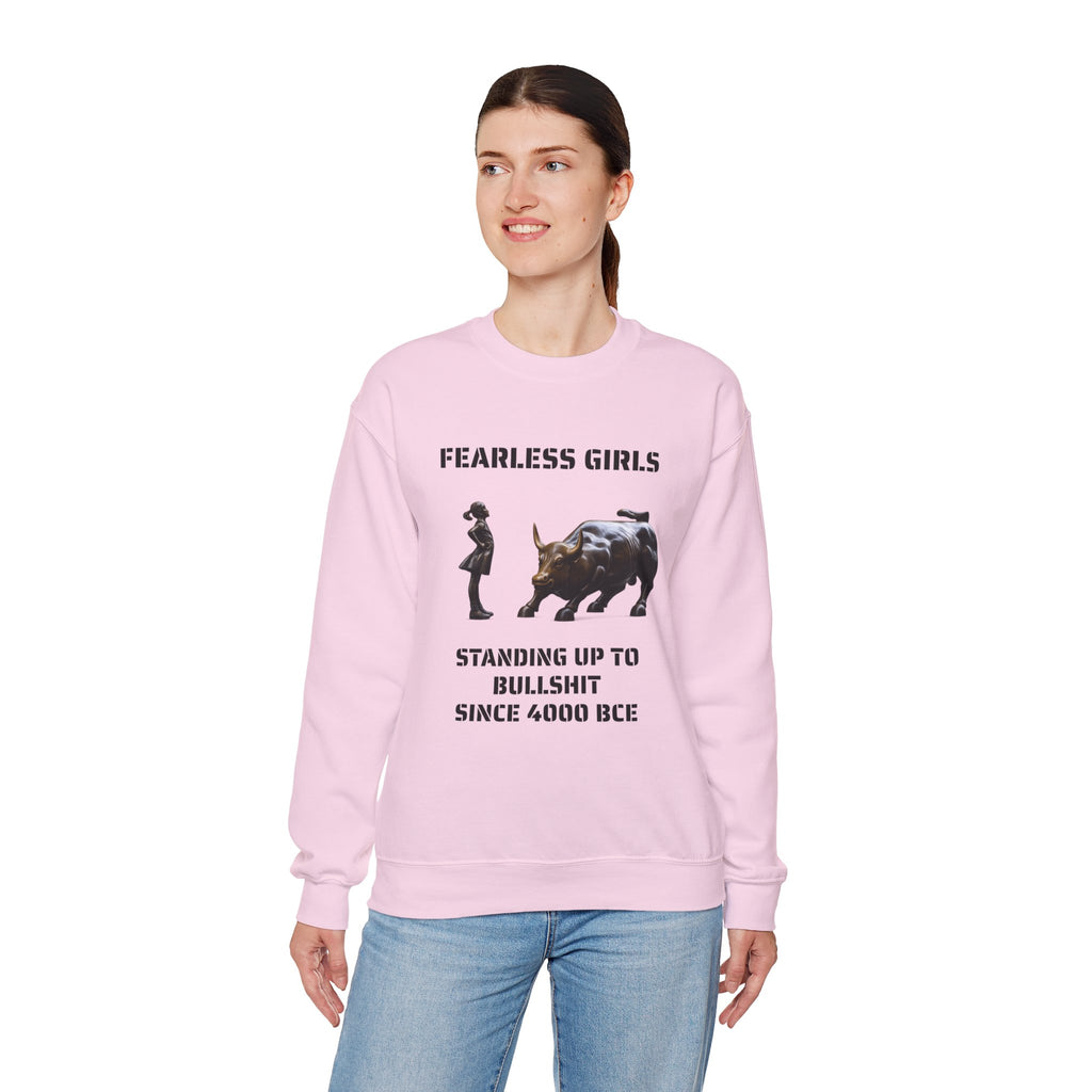 Fearless Girl Raging Bull Statue graphic Sweatshirt | NYC Empowerment, Feminist Design Sweater