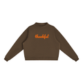 Thankful Fleece Mock-Neck Crew Sweatshirt -- Thanksgiving Sweater