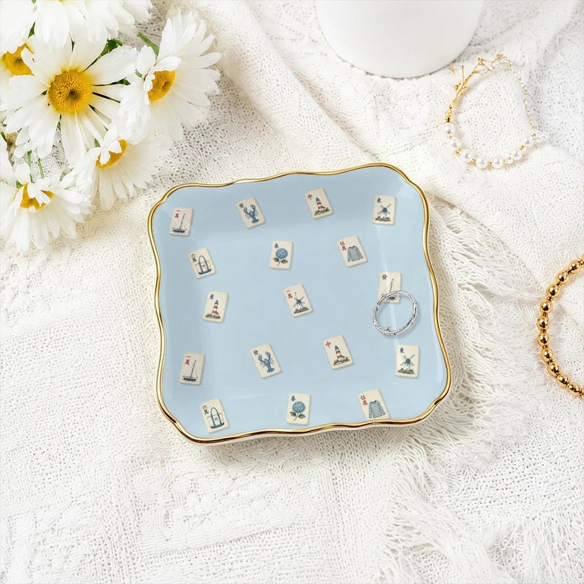Hamptons Tiles Mahjong Dice and Trinket Tray