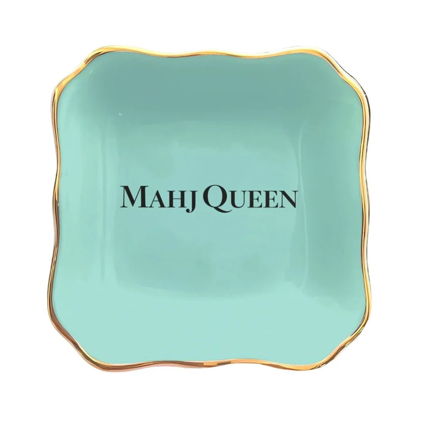 Robin's Egg Blue Mahj Queen  Mahjong Dice and Trinket Tray
