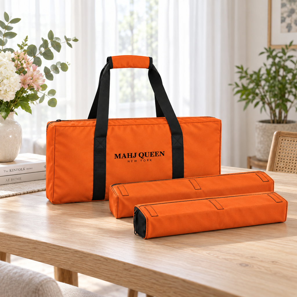 Mahj Queen New York Mahjong Bag Set 3 Pcs Orange Canvas