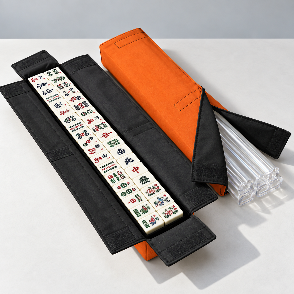 Mahj Queen New York Mahjong Bag Set 3 Pcs Orange Canvas