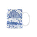 Astoria Blue Toile de Jouy Mug | Queens Chinoiserie Ceramic Coffee Cup Custom White Mug (11oz)