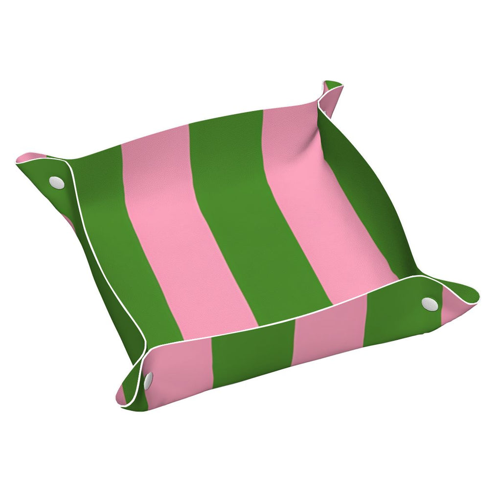 Pink and Green Stripes Mahjong Dice Tray
