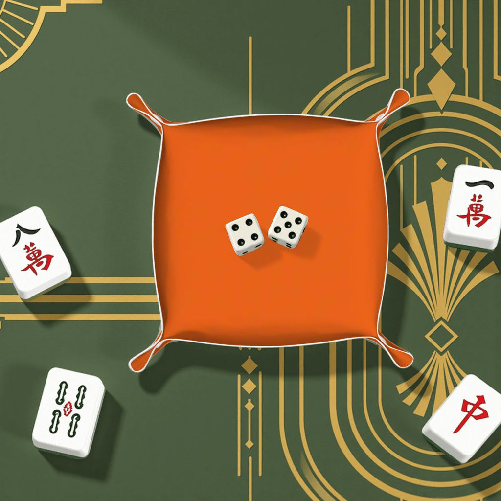 Mahj Queen Orange PVC Leather Mahjong Dice Tray