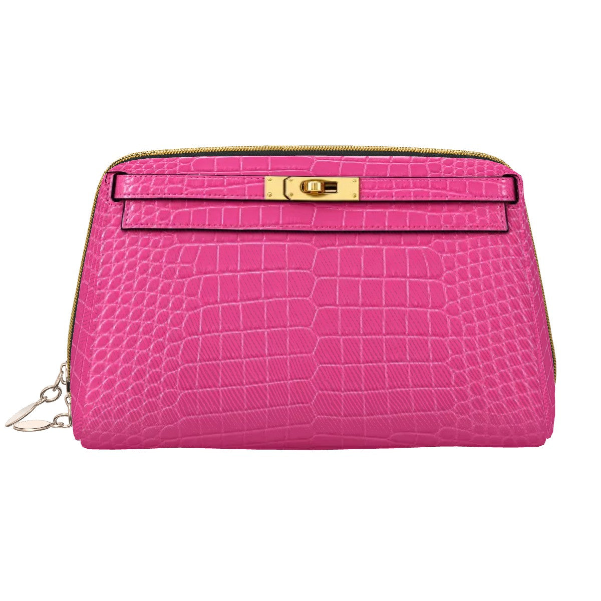 Canal Street Pink Croc PVC Leather Makeup Bag