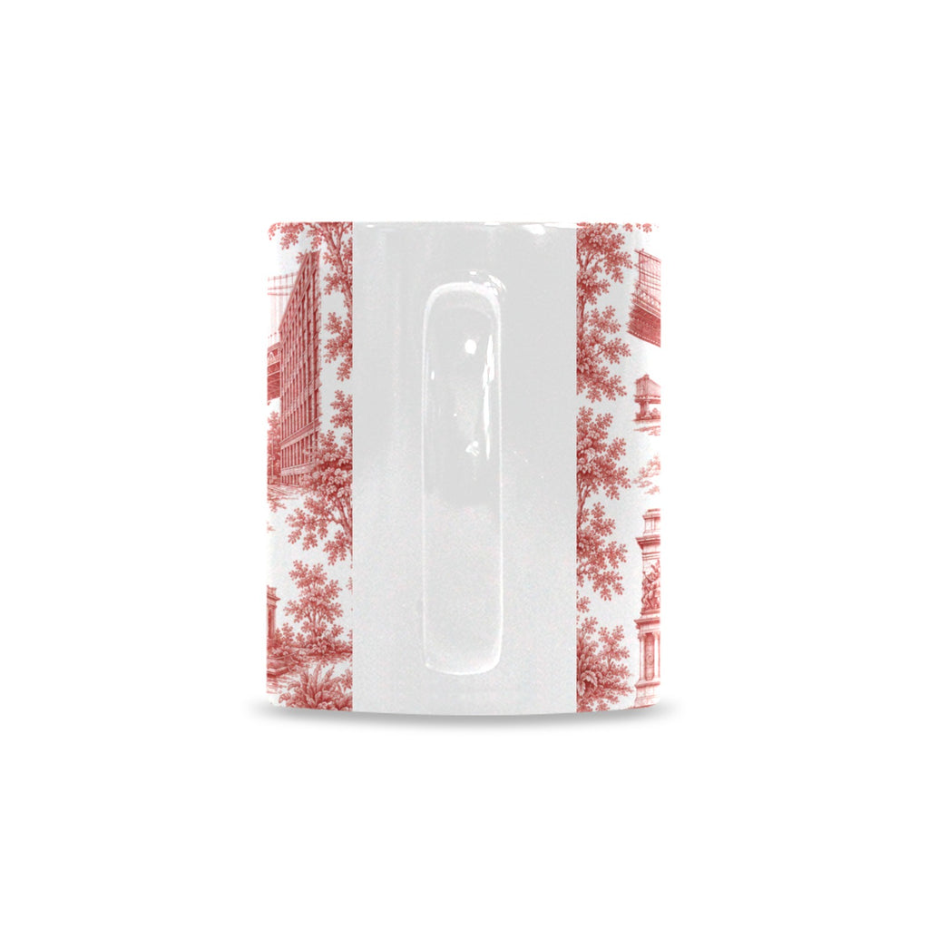 Brooklyn Red Toile de Jouy Mug | New York City Chinoiserie Ceramic Coffee Cup Custom White Mug (11oz)