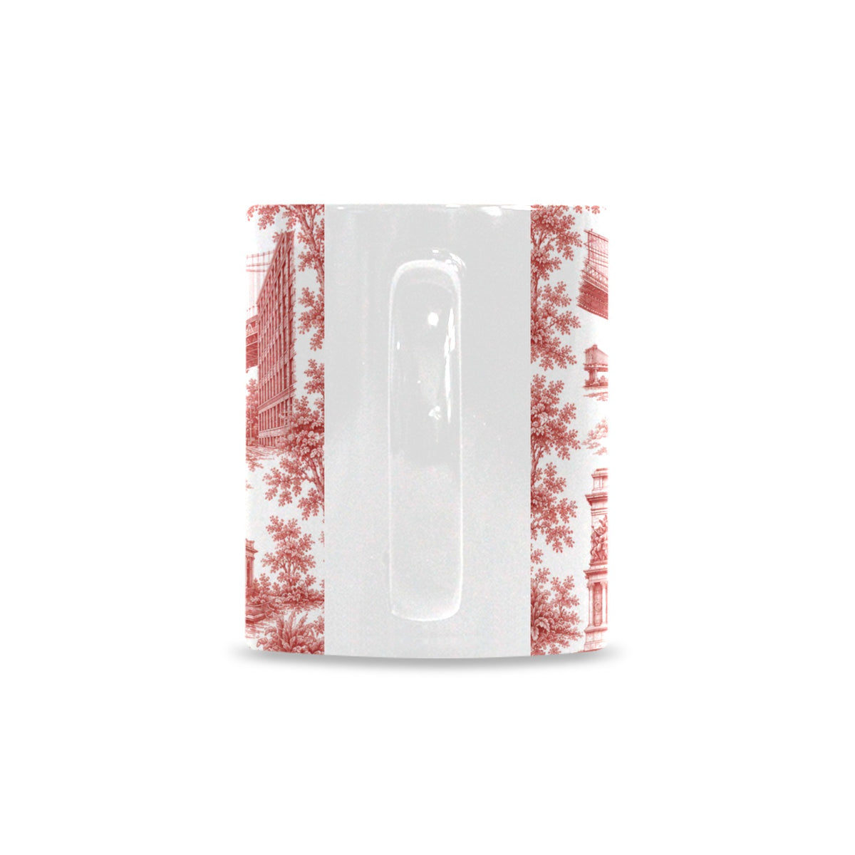 Brooklyn Red Toile de Jouy Mug | New York City Chinoiserie Ceramic Coffee Cup Custom White Mug (11oz)