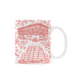 Chelsea Red Toile De Jouy Mug | Manhattan Chinoiserie Coffee Cup Custom White Mug (11oz)