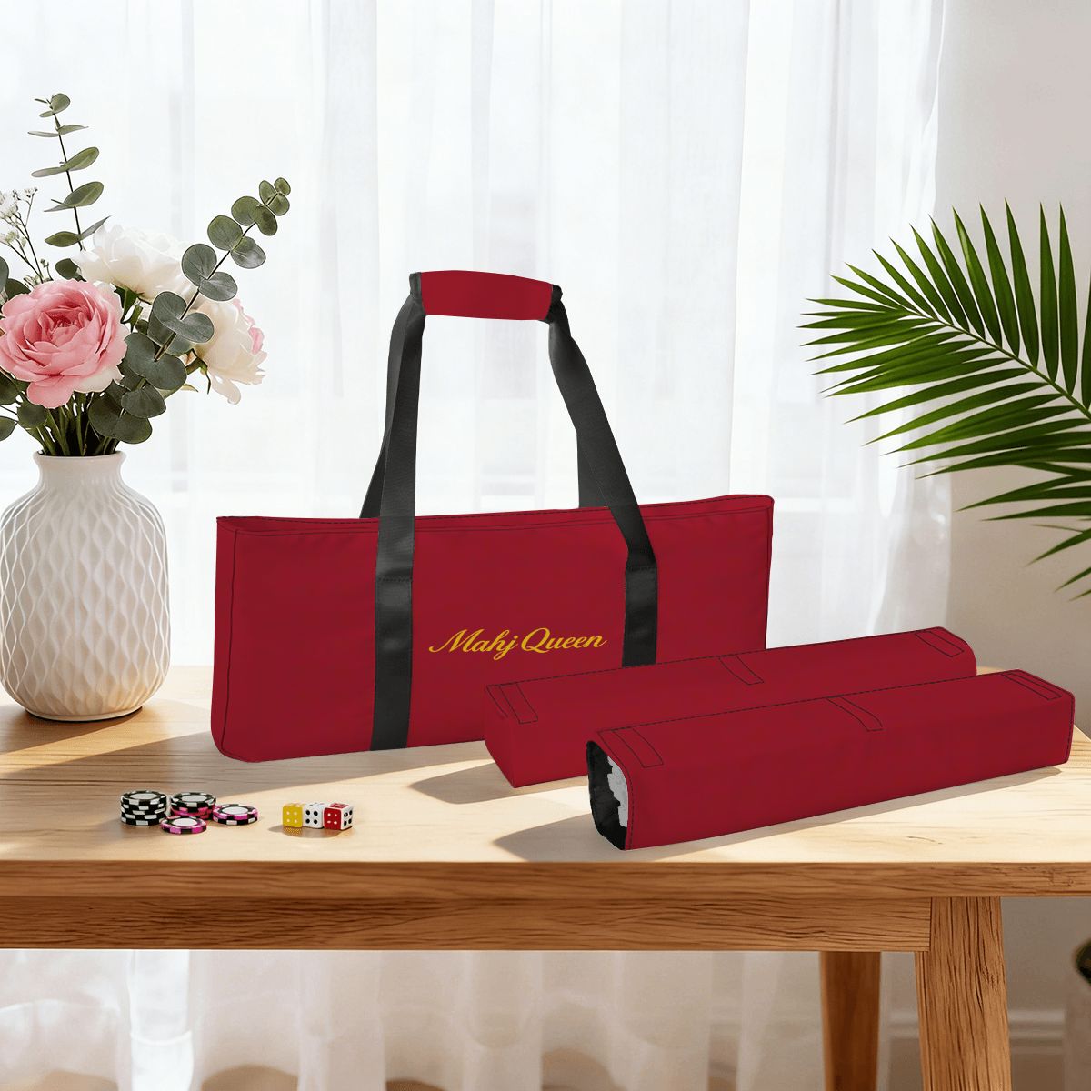 Mahj Queen Burgundy Mahjong Bag Set 3 Pcs