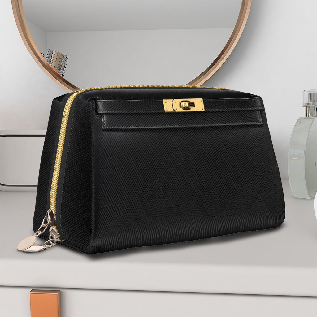 Canal Street Black PVC Leather Makeup Bag