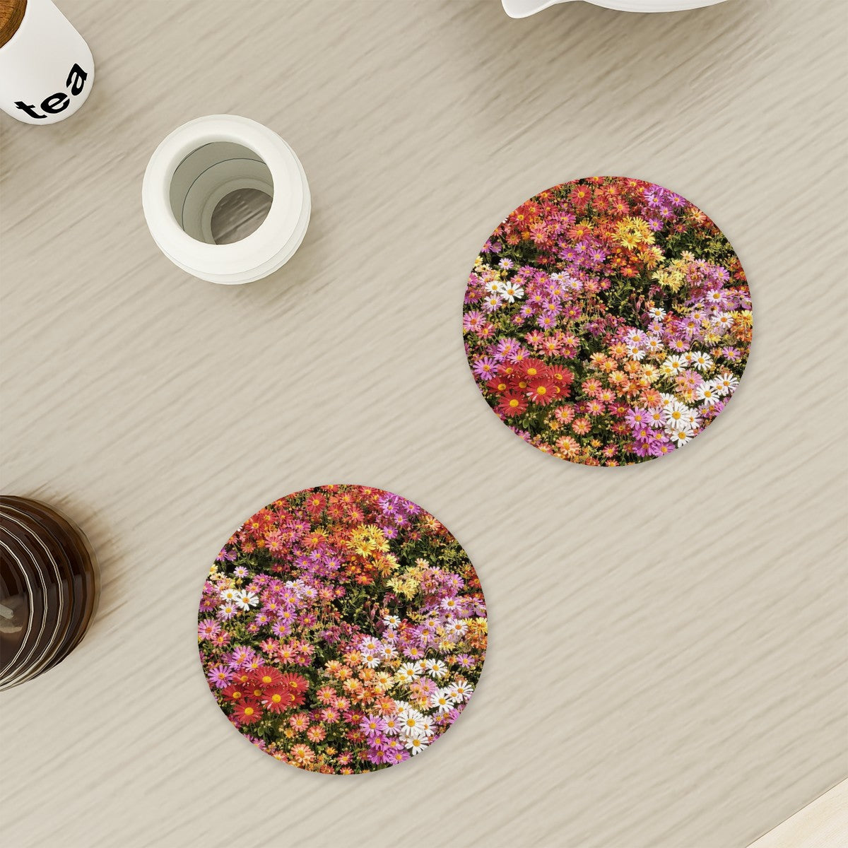 Central Park Korean Chrysanthemum Flowers Set of 4 Coasters
