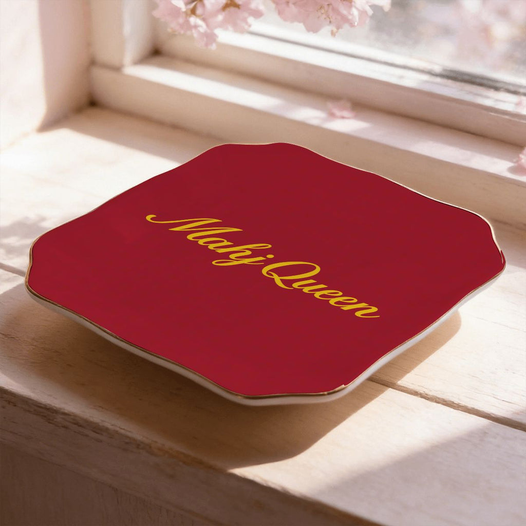 Mahj Queen Maroon Burgundy Mahjong Dice and Trinket Tray